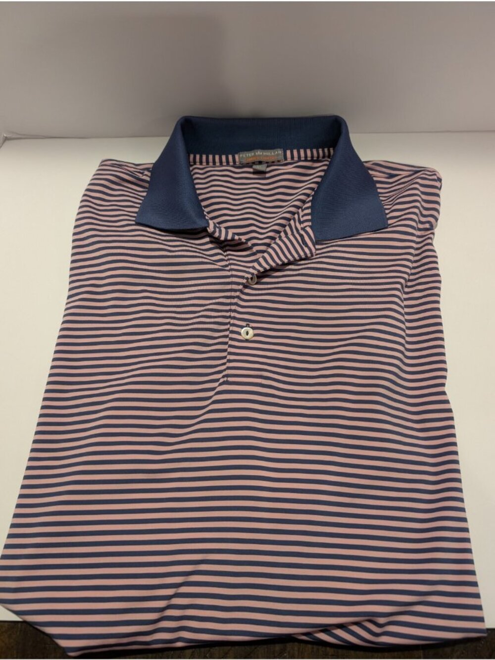 Peter Millar Summer Comfort Mens XL Striped Polo Shirt Blue & Pink Short Sleeve